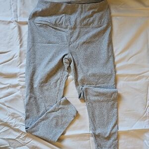 Gray Full-Length Leggings with Elastic Waistband